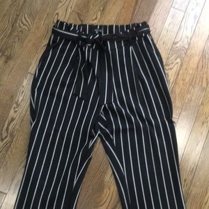 Trouser black and white pin strip pants